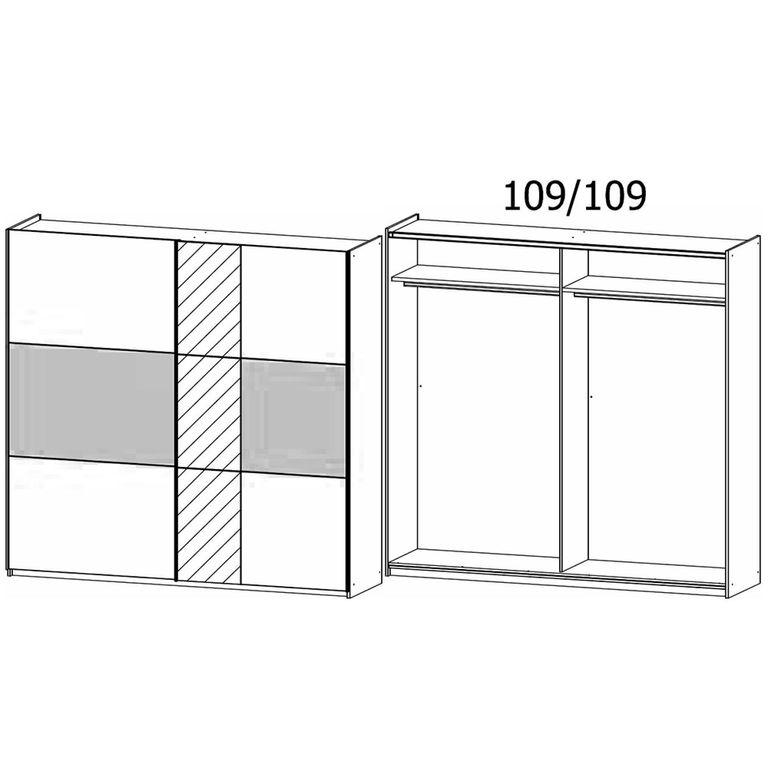 Rauch Sajo 218cm 2 Door Sliding Wardrobe with Mirror - Champagne and Artisan Oak
