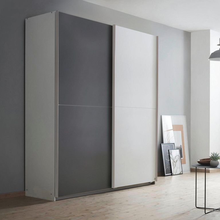Rauch Saturn 175cm 2 Door Sliding Wardrobe - Alpine White and Metallic Dark Grey