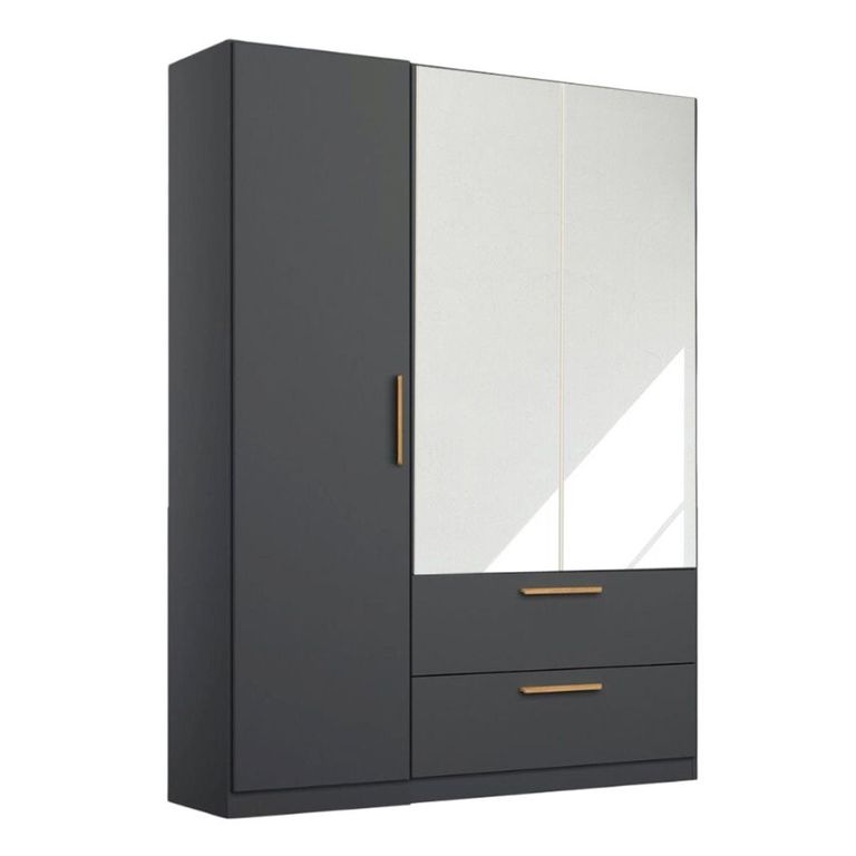 Rauch Skandi 136cm 3 Door Combi Wardrobe - Metallic Dark Grey