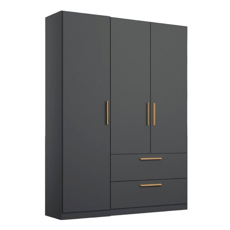 Rauch Skandi 136cm 3 Door Wardrobe with Drawer - Metallic Dark Grey