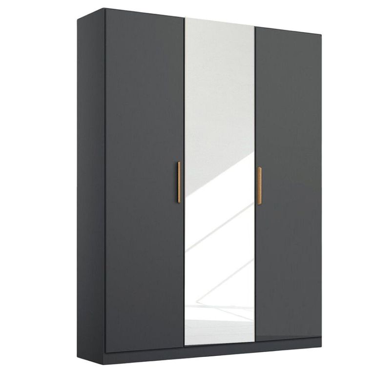 Rauch Skandi 136cm 3 Door Wardrobe with Mirror - Metallic Dark Grey