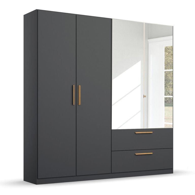 Rauch Skandi 181cm 4 Door Combi Wardrobe - Metallic Dark Grey
