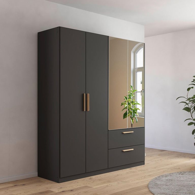 Rauch Skandi 181cm 4 Door Combi Wardrobe - Metallic Dark Grey