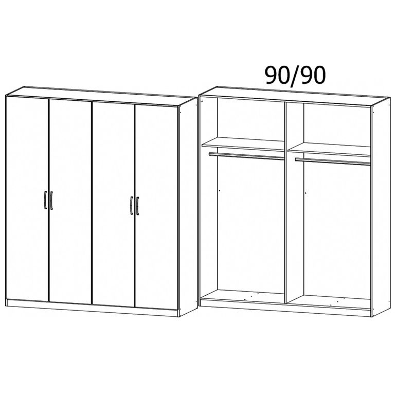 Rauch Skandi 181cm 4 Door Wardrobe - Metallic Dark Grey