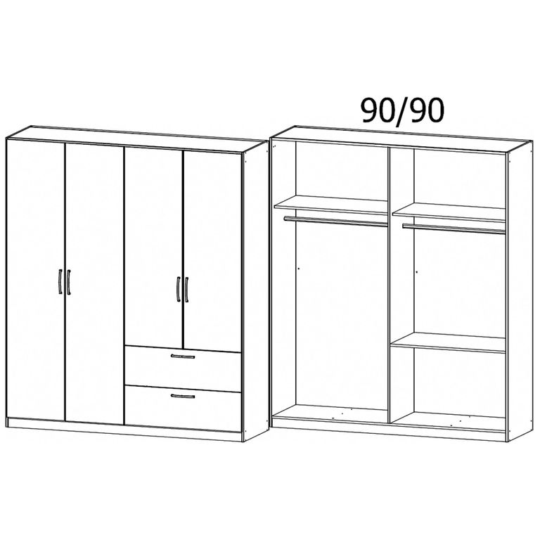 Rauch Skandi 181cm 4 Door Wardrobe with Drawer - Alpine White
