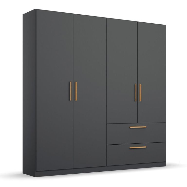 Rauch Skandi 181cm 4 Door Wardrobe with Drawer - Metallic Dark Grey