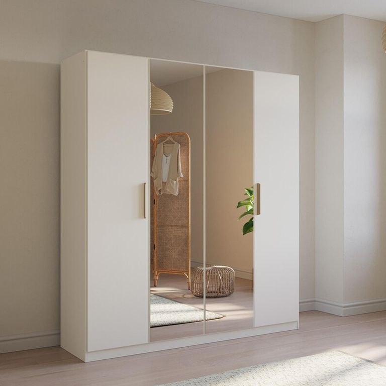 Rauch Skandi 181cm 4 Door Wardrobe with Mirror - Alpine White