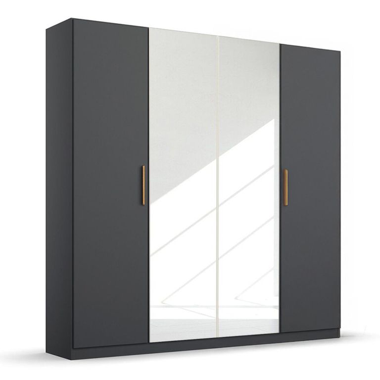 Rauch Skandi 181cm 4 Door Wardrobe with Mirror - Metallic Dark Grey
