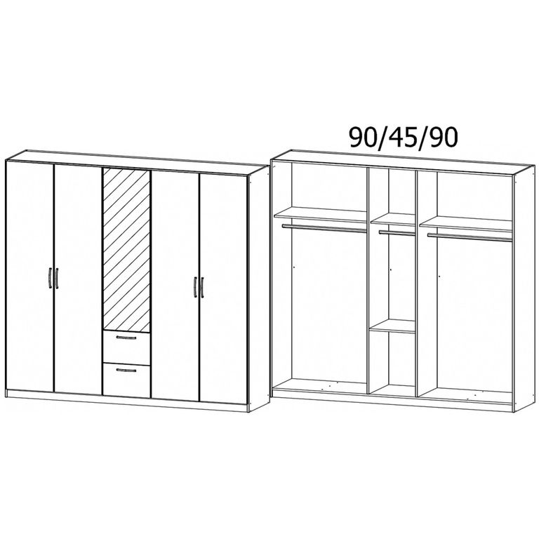 Rauch Skandi 226cm 5 Door Combi Wardrobe - Alpine White