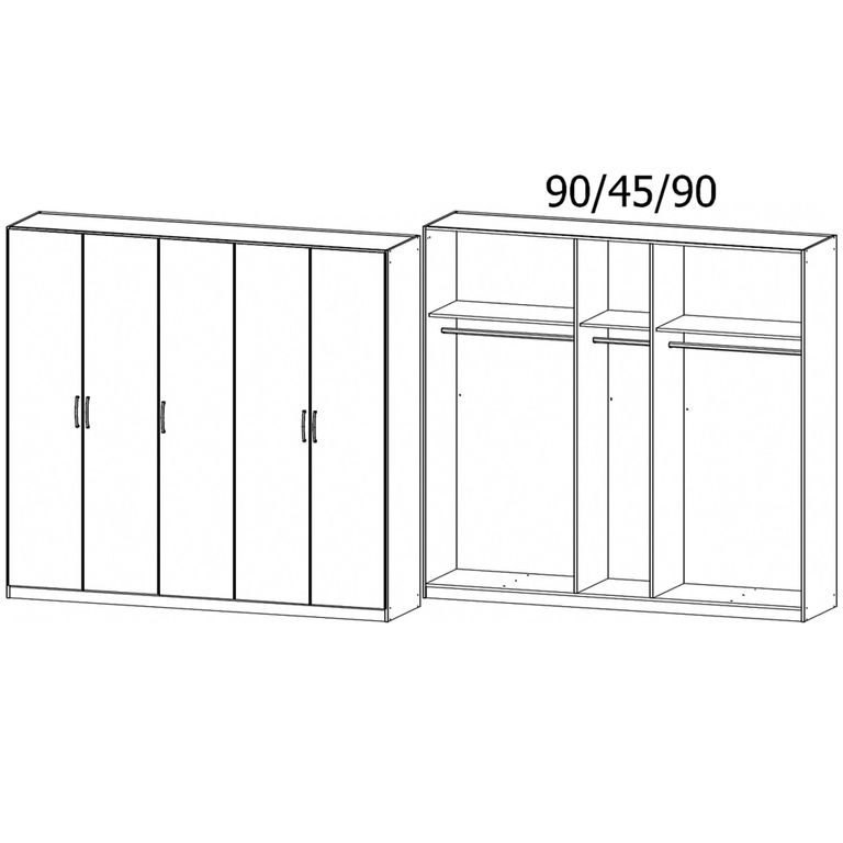 Rauch Skandi 226cm 5 Door Wardrobe - Metallic Dark Grey