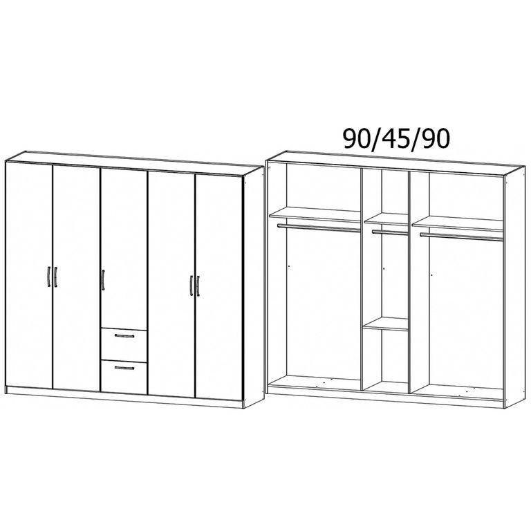 Rauch Skandi 226cm 5 Door Wardrobe with Drawer - Alpine White