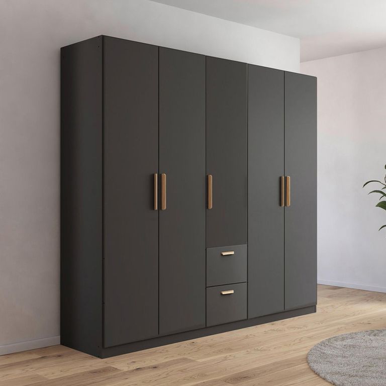 Rauch Skandi 226cm 5 Door Wardrobe with Drawer - Metallic Dark Grey