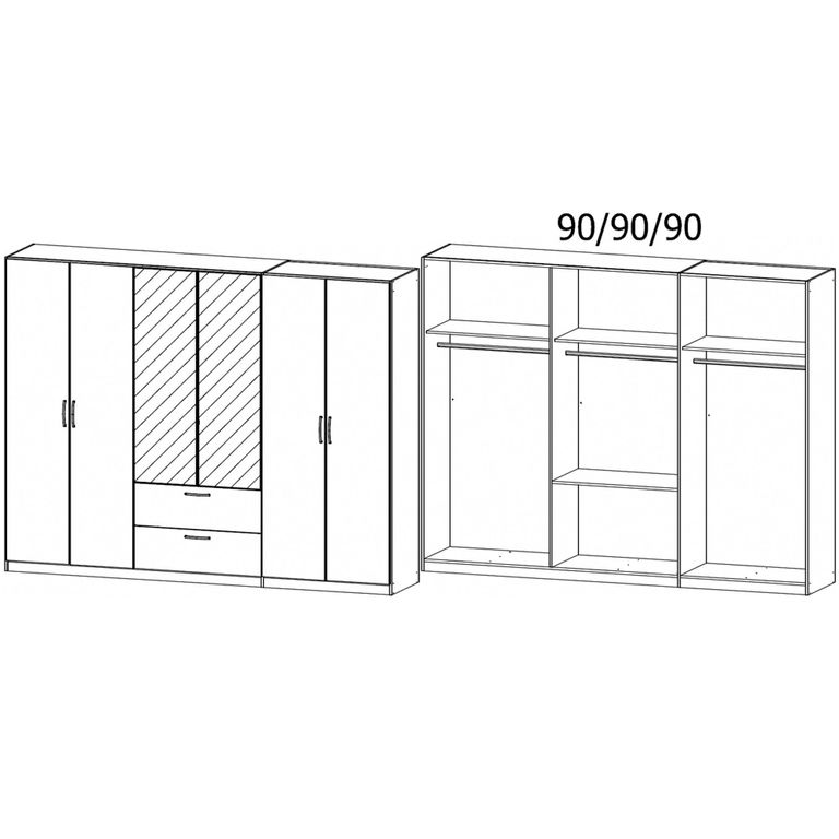 Skandi Wardrobe - 271cm - 6 Door - Combi - Alpine White