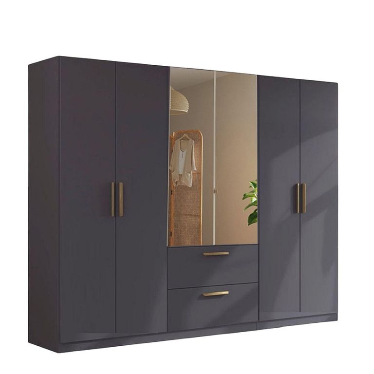 Skandi Wardrobe - 271cm - 6 Door - Combi - Metallic Dark Grey