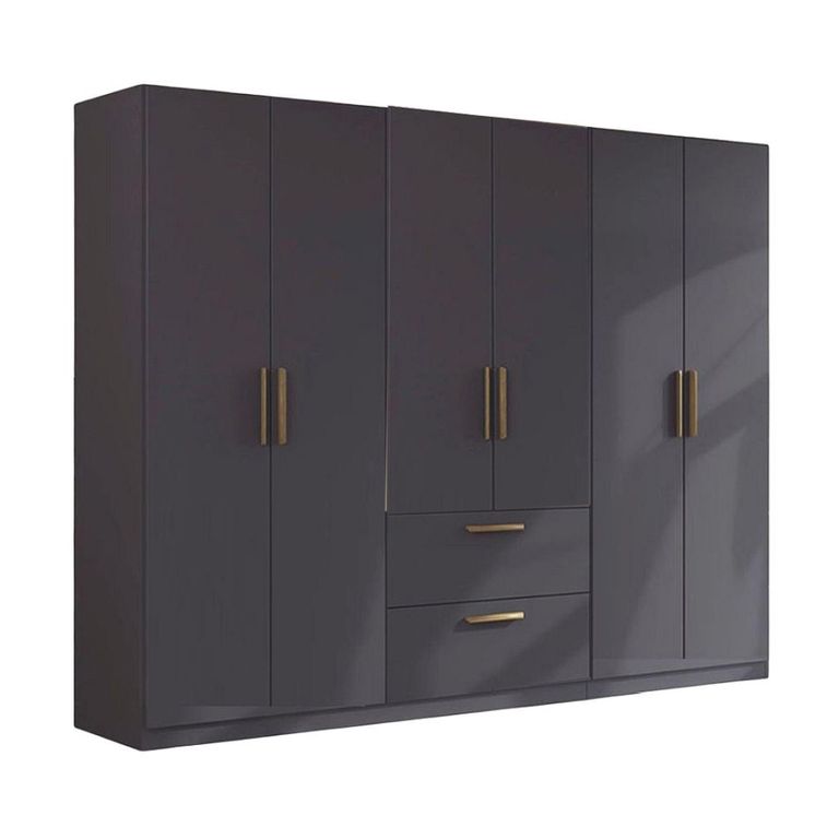 Rauch Skandi 271cm 6 Door Wardrobe with Drawer - Metallic Dark Grey