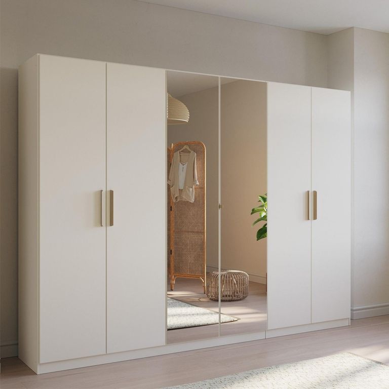 Rauch Skandi 271cm 6 Door Wardrobe with Mirror - Alpine White