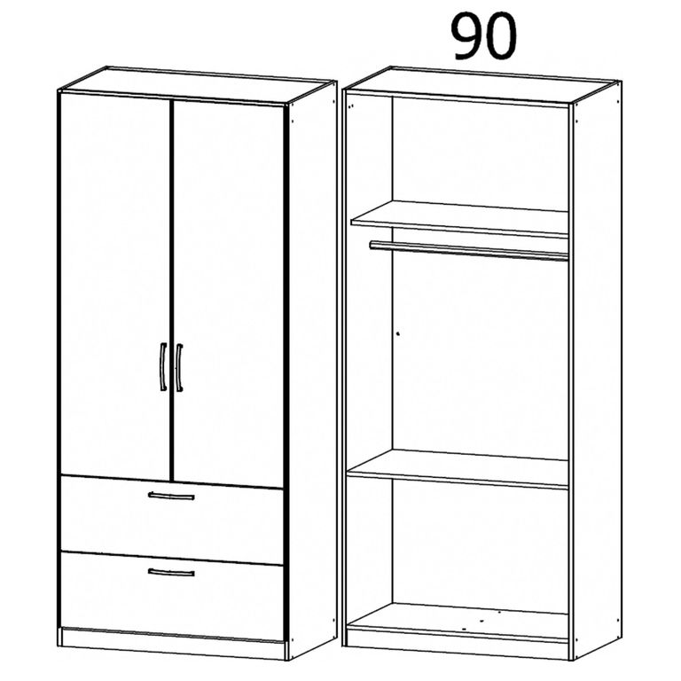 Rauch Skandi 91cm 2 Door Wardrobe with Drawer - Alpine White