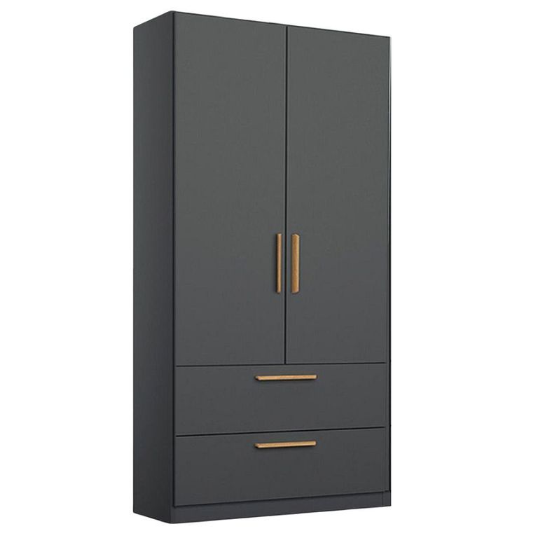 Rauch Skandi 91cm 2 Door Wardrobe with Drawer - Metallic Dark Grey