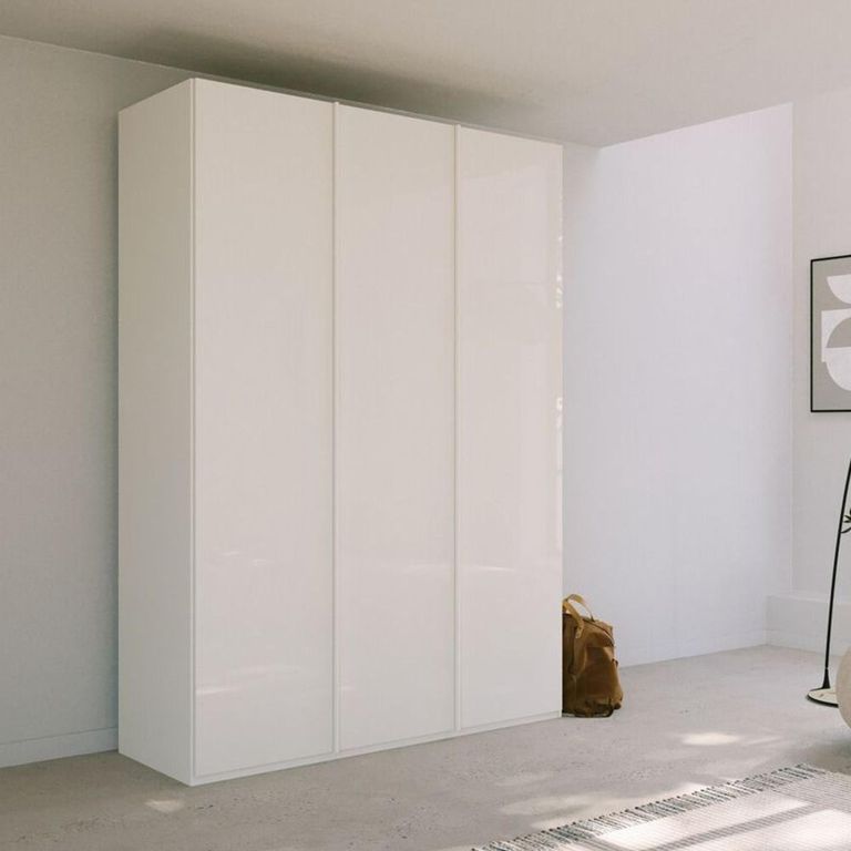 Rauch Skat Meridian 151cm 3 Door Wardrobe - Alpine White and Crystal White Glass