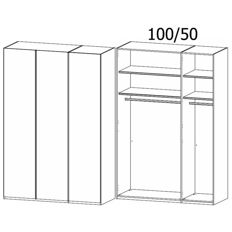 Rauch Skat Meridian 151cm 3 Door Wardrobe - Graphite and Basalt Glass