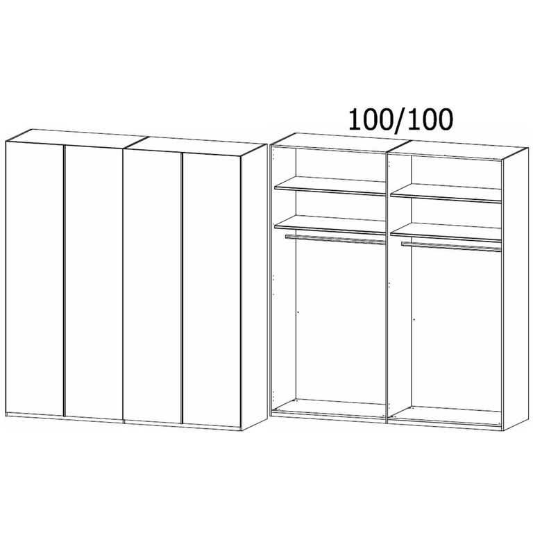 Rauch Skat Meridian 201cm 4 Door Wardrobe - Silk Grey and Silk Grey Glass