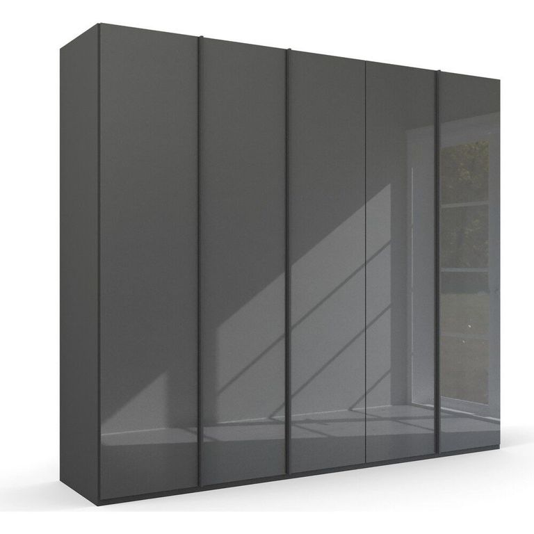 Rauch Skat Meridian 251cm 5 Door Wardrobe - Graphite and Basalt Glass