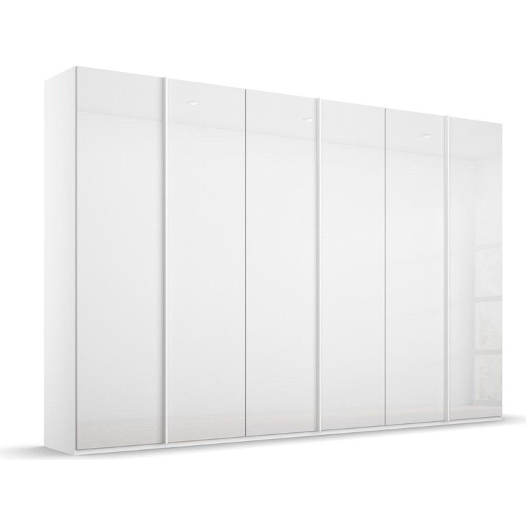 Rauch Skat Meridian 301cm 6 Door Wardrobe - Alpine White and Crystal White Glass