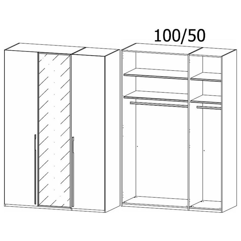 Rauch Skat Shine 151cm 3 Door Wardrobe - Graphite