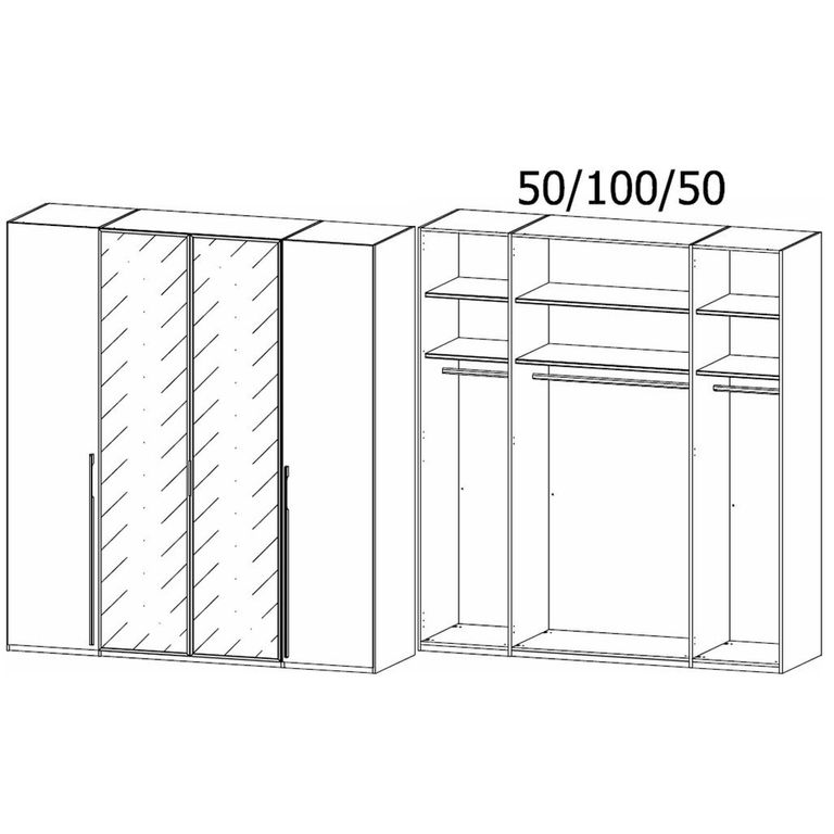 Rauch Skat Shine 201cm 4 Door Wardrobe - Silk Grey