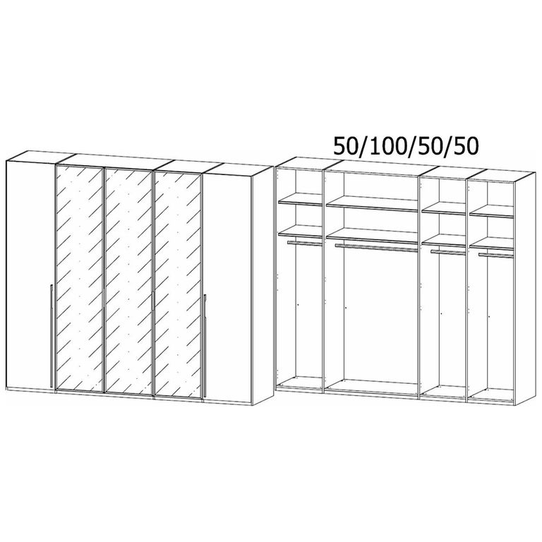 Rauch Skat Shine 251cm 5 Door Wardrobe - Silk Grey