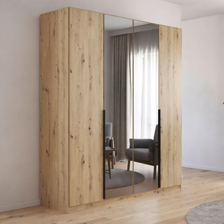 Rauch Skyla 181cm 4 Door Wardrobe with Mirror - Artisan Oak