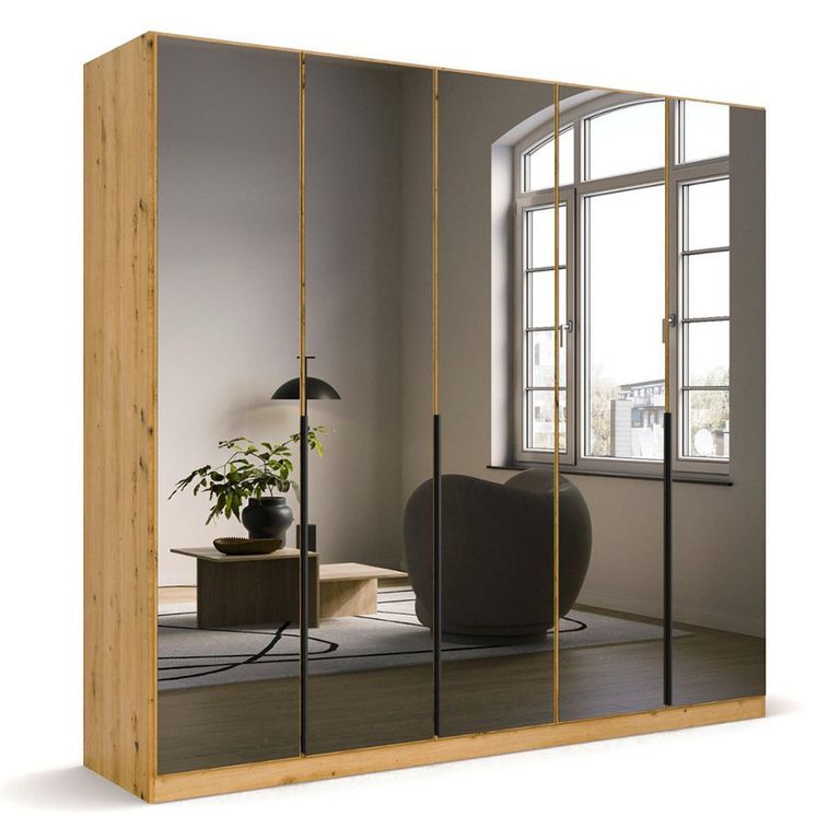 Rauch Skyla 226cm 5 Door Mirrored Wardrobe - Artisan Oak
