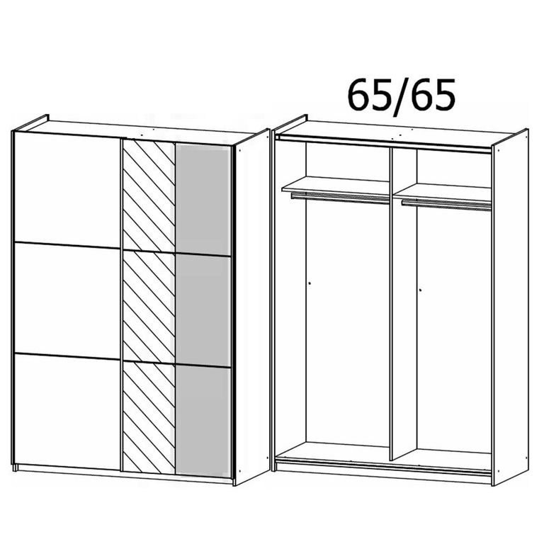 Rauch Slide 131cm 2 Door Sliding Wardrobe with Mirror - Artisan Oak and Metallic Dark Grey
