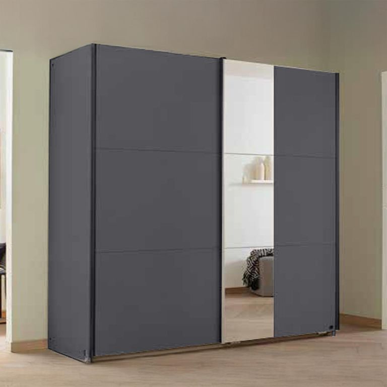 Rauch Slide 175cm 2 Door Sliding Wardrobe with Mirror - Metallic Dark Grey