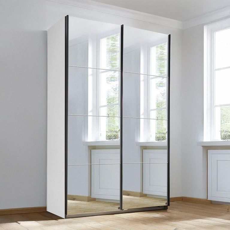 Rauch Subito 136cm 2 Door Mirrored Sliding Wardrobe - Alpine White