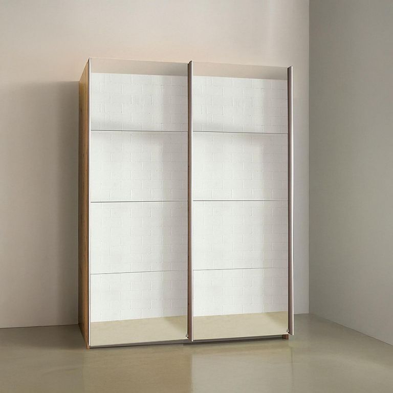 Rauch Subito 136cm 2 Door Mirrored Sliding Wardrobe - Artisan Oak