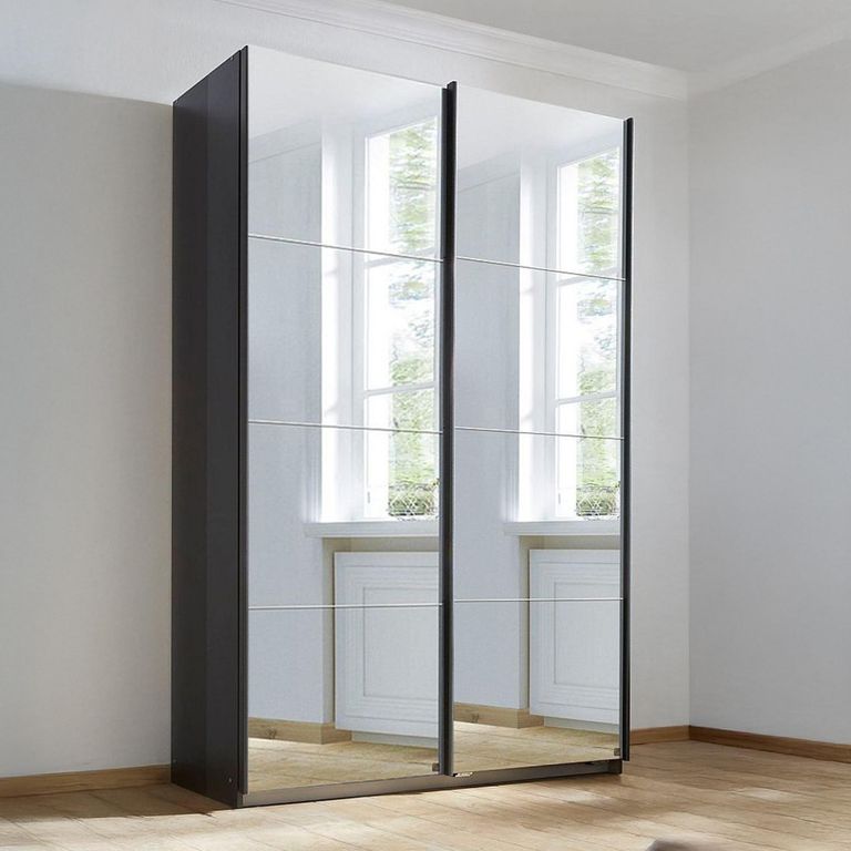 Rauch Subito 136cm 2 Door Mirrored Sliding Wardrobe - Metallic Dark Grey