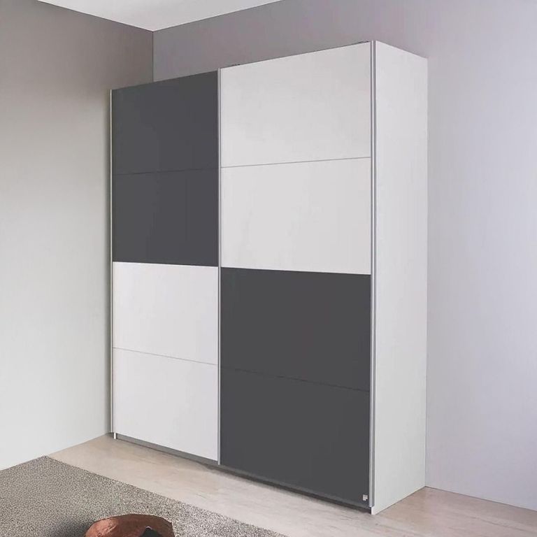 Rauch Subito 136cm 2 Door Sliding Wardrobe - Alpine White and Metallic Dark Grey