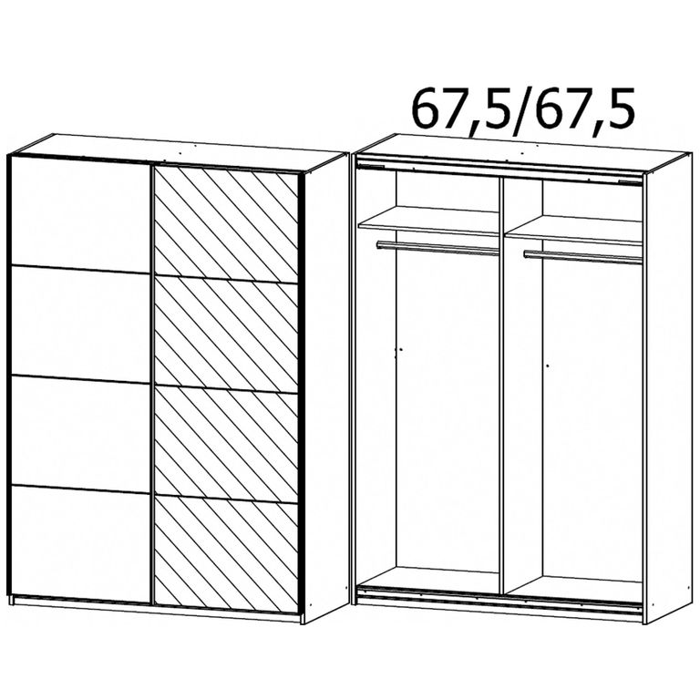 Rauch Subito 136cm 2 Door Sliding Wardrobe with Mirror - Alpine White