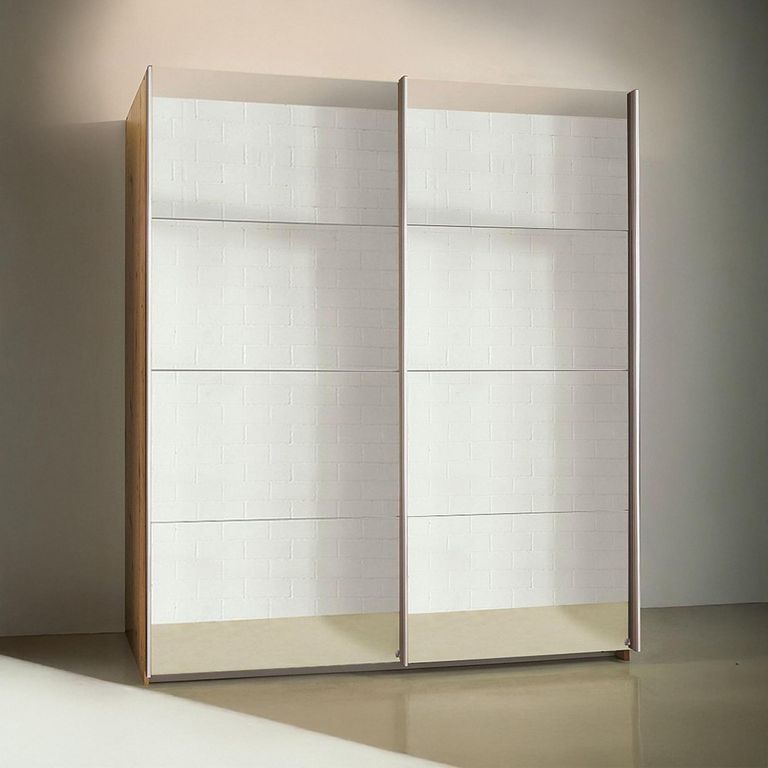 Rauch Subito 181cm 2 Door Mirrored Sliding Wardrobe - Artisan Oak