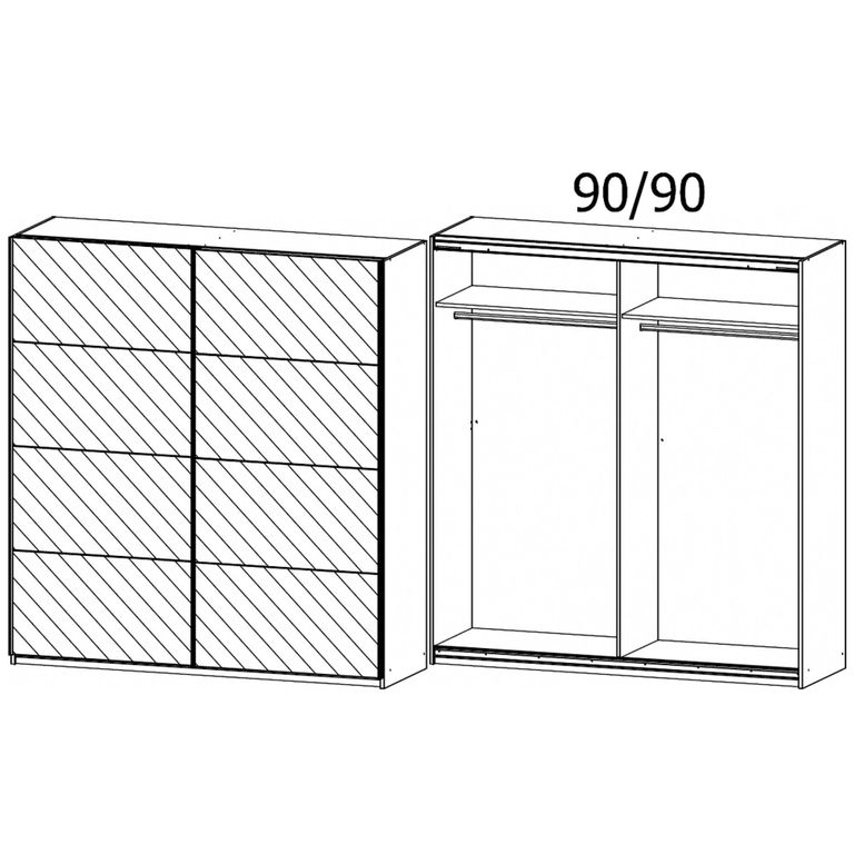 Rauch Subito 181cm 2 Door Mirrored Sliding Wardrobe - Metallic Dark Grey