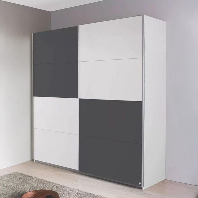 Rauch Subito 181cm 2 Door Sliding Wardrobe - Alpine White and Metallic Dark Grey