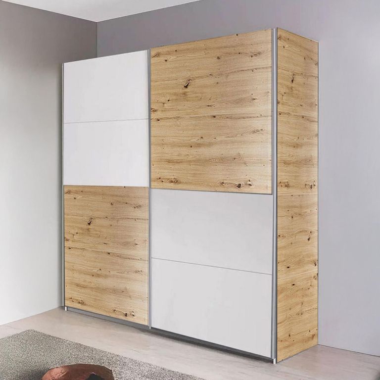 Rauch Subito 181cm 2 Door Sliding Wardrobe - Artisan Oak and Alpine White