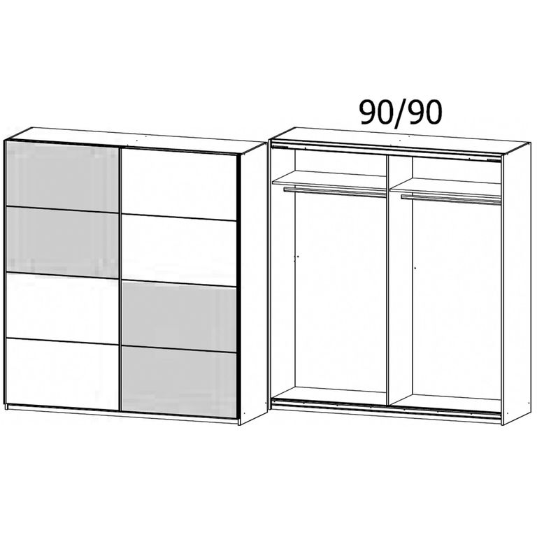 Rauch Subito 181cm 2 Door Sliding Wardrobe - Metallic Dark Grey and Alpine White