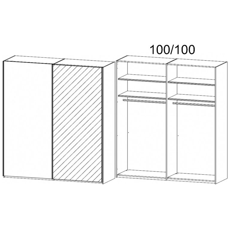 Rauch Taro 201cm 2 Door Sliding Wardrobe with Mirror - Alpine White