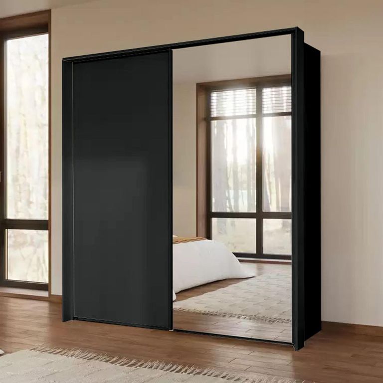 Rauch Taro 201cm 2 Door Sliding Wardrobe with Mirror - Graphite