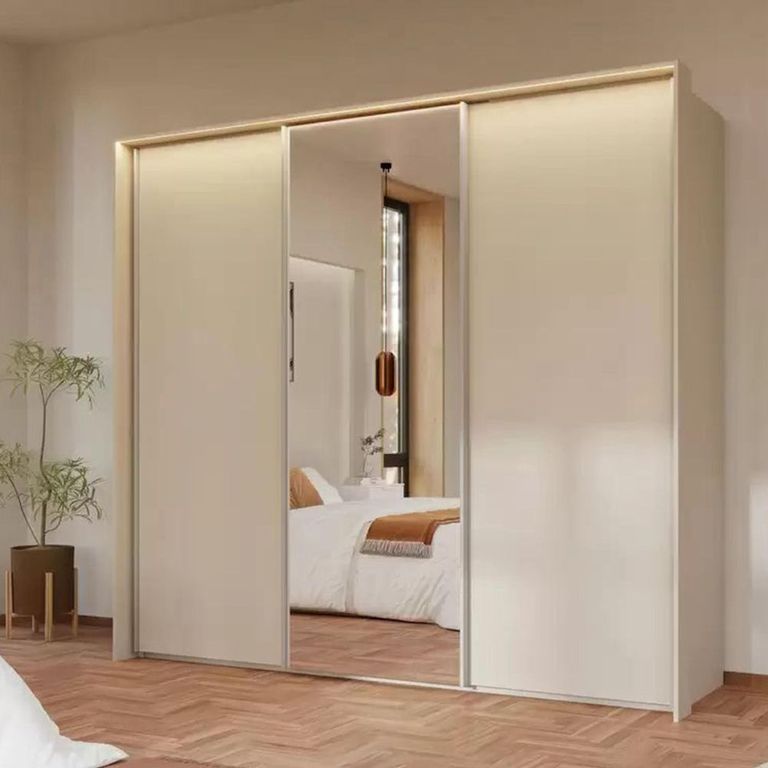 Rauch Taro 242cm 3 Door Sliding Wardrobe with Mirror - Champagne