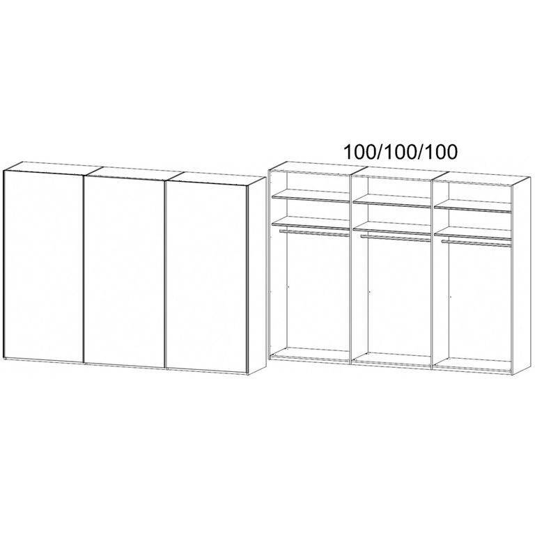 Rauch Taro 301cm 3 Door Sliding Wardrobe - Champagne