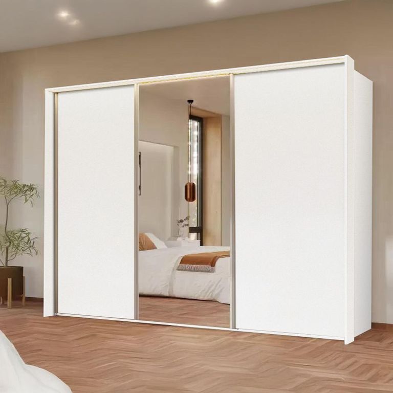 Rauch Taro 301cm 3 Door Sliding Wardrobe with Mirror - Alpine White