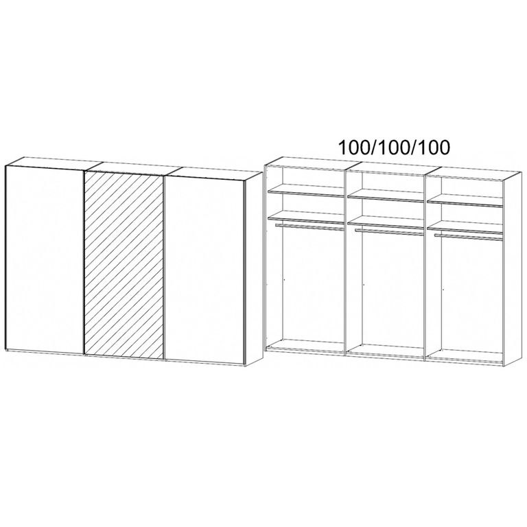 Rauch Taro 301cm 3 Door Sliding Wardrobe with Mirror - Graphite